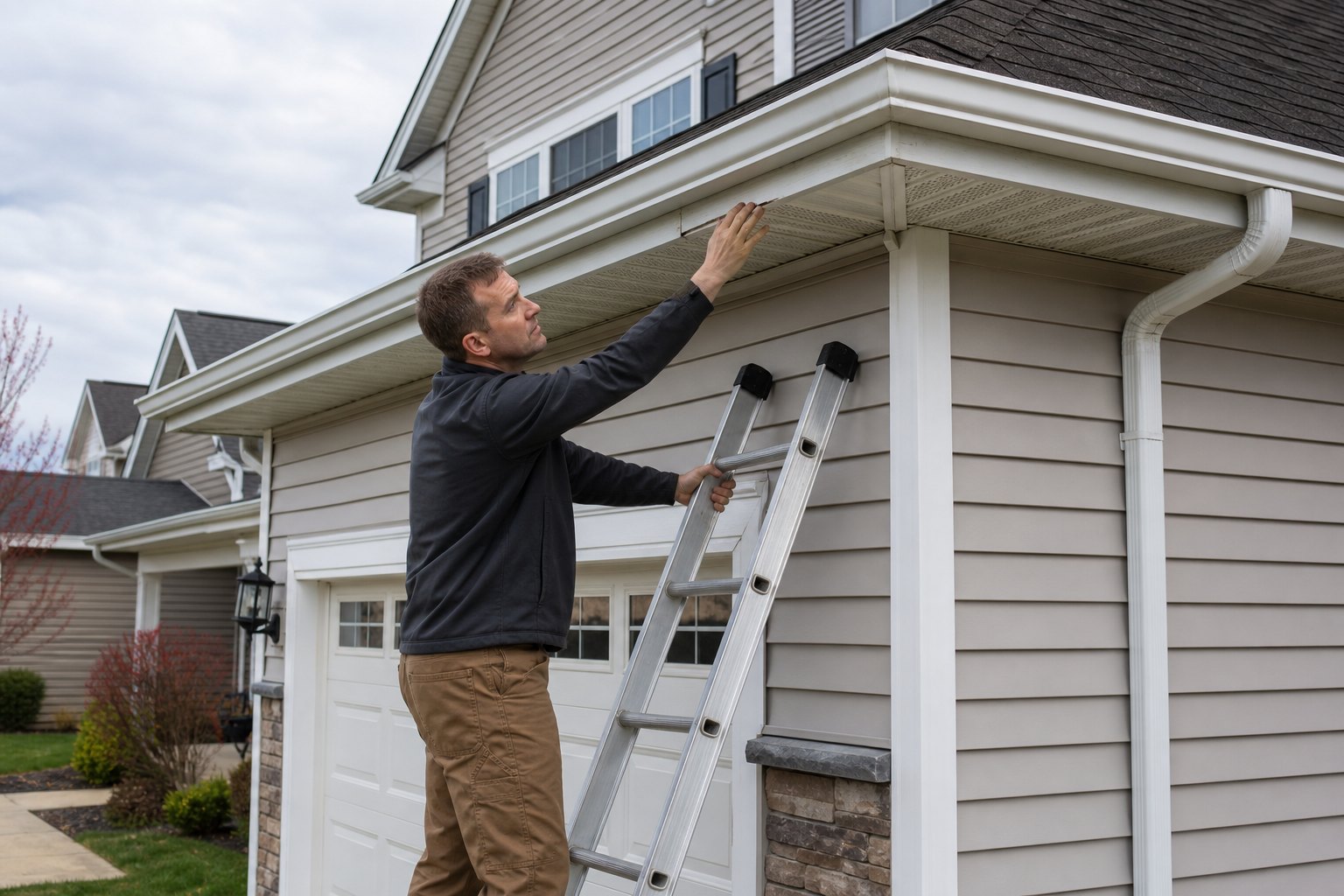 Clean fascia and soffit lines on a completed mansard roof